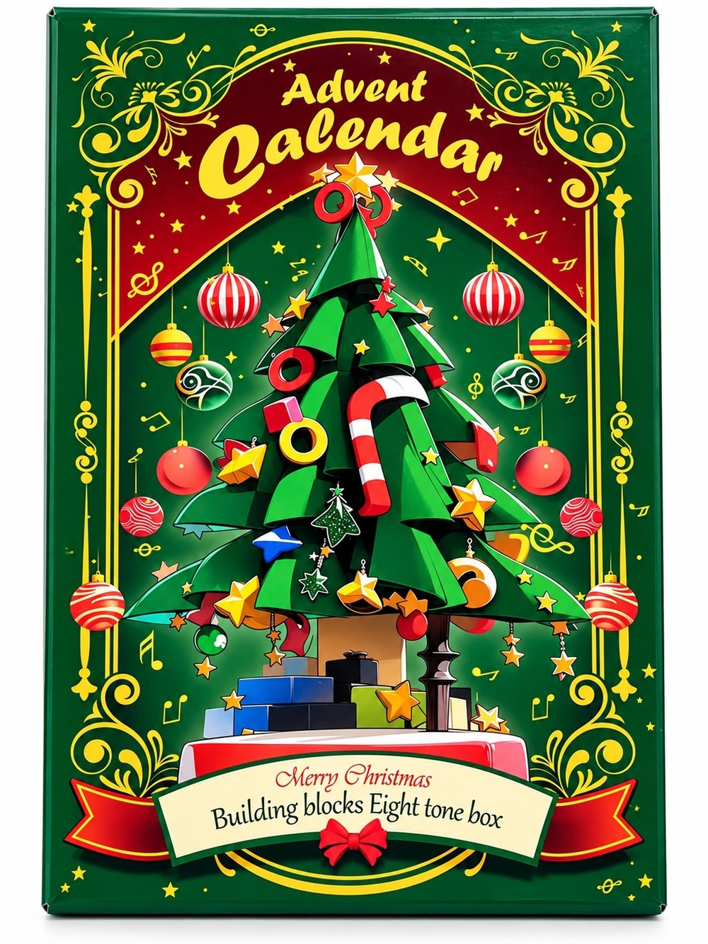 Christmas Advent Calendar 729pc Building Block Tree Music Box DIY Set